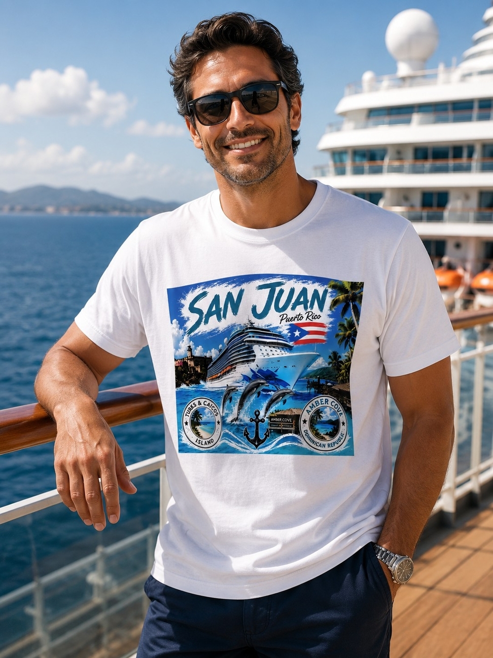 San Juan Puerto Rico White Graphic Tee - Men and Woman Casual Shirt - Picture 2 of 4
